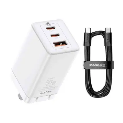 BASEUS GaN3 Pro Fast Charger 2C+U Three Ports 65W CN Plug with...